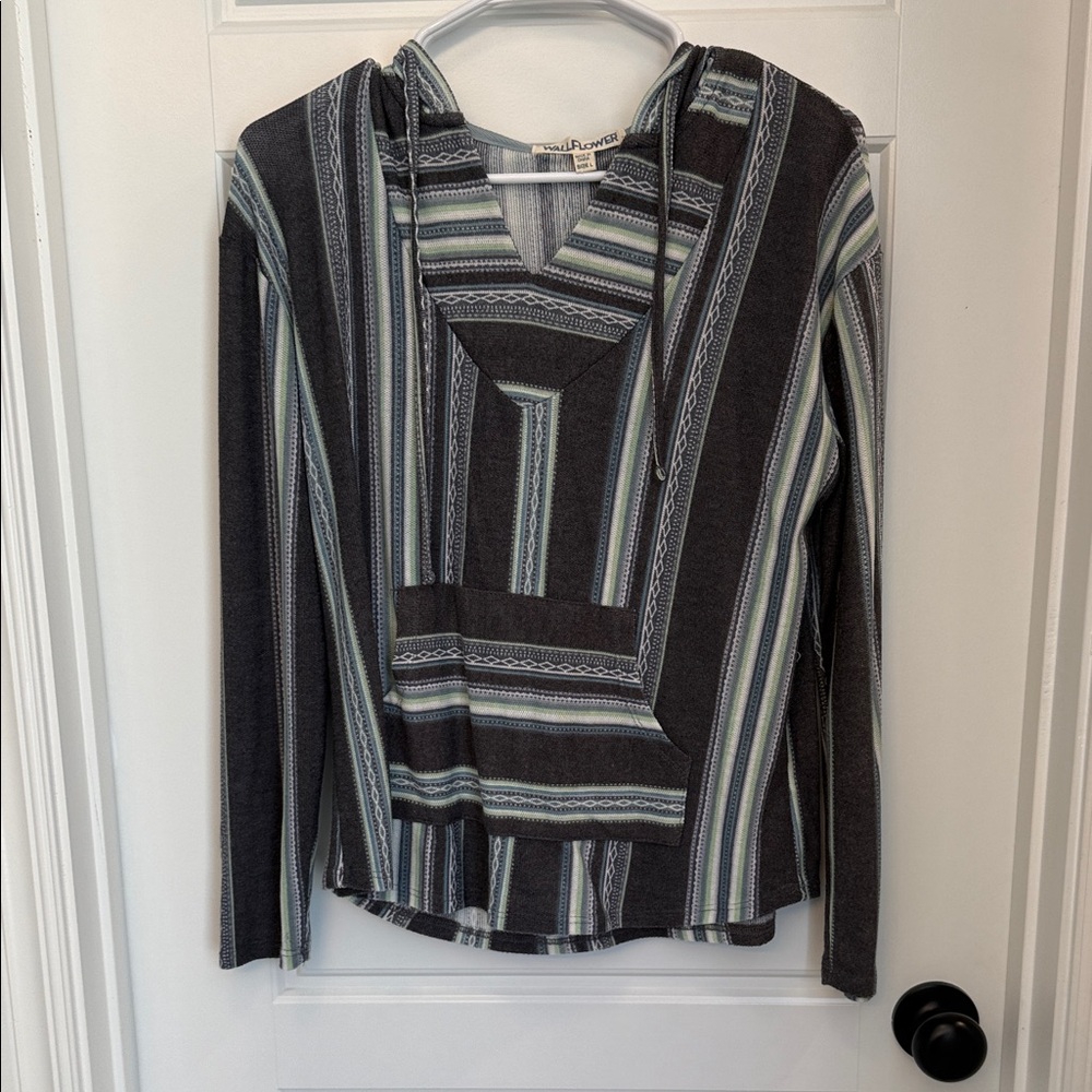 Wallflower Striped Black and Blue Hoodie